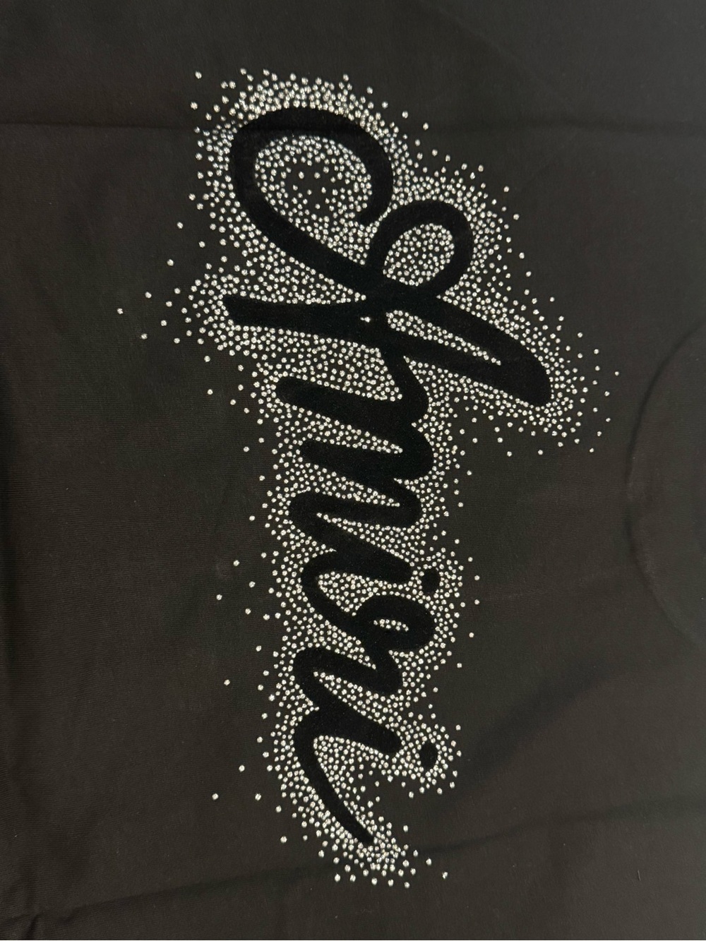 AMIRI Black Tee with Silver Rhinestone Script - Picture 5 of 6